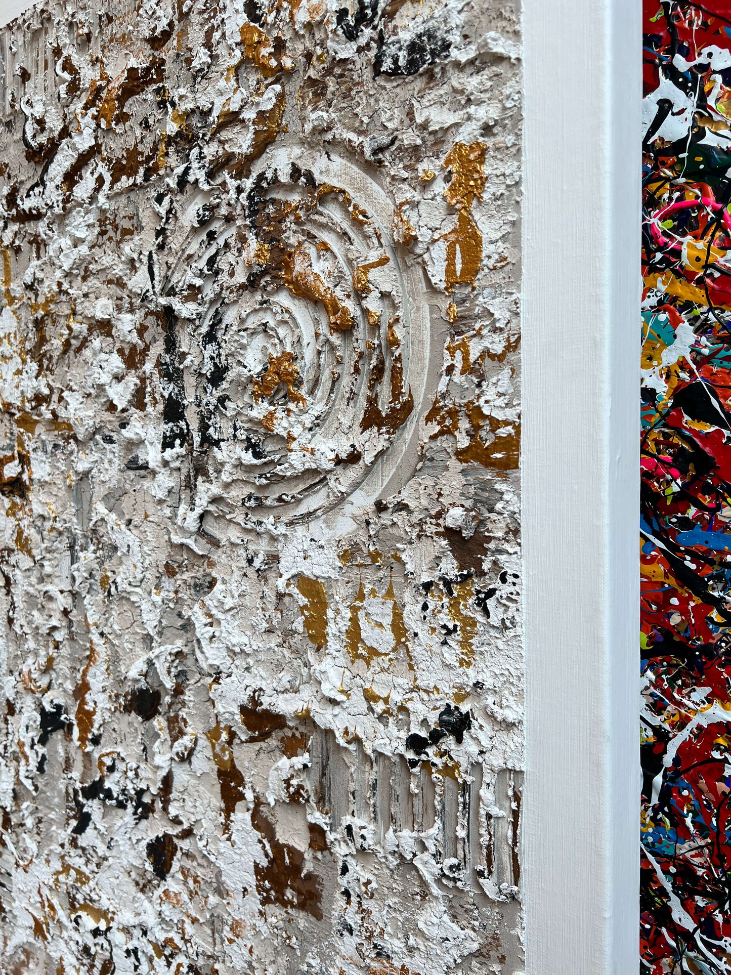 Abstract schilderij Indian summer met rijke textuur en aardse tinten van Atelier58