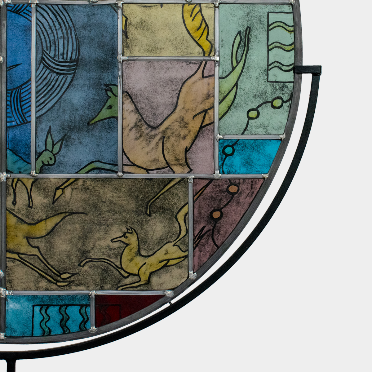 Kunstzinnig glazen kunstobject Panta Rhei met kleurrijke dierenontwerpen van Glas & Art Ank Stumpel