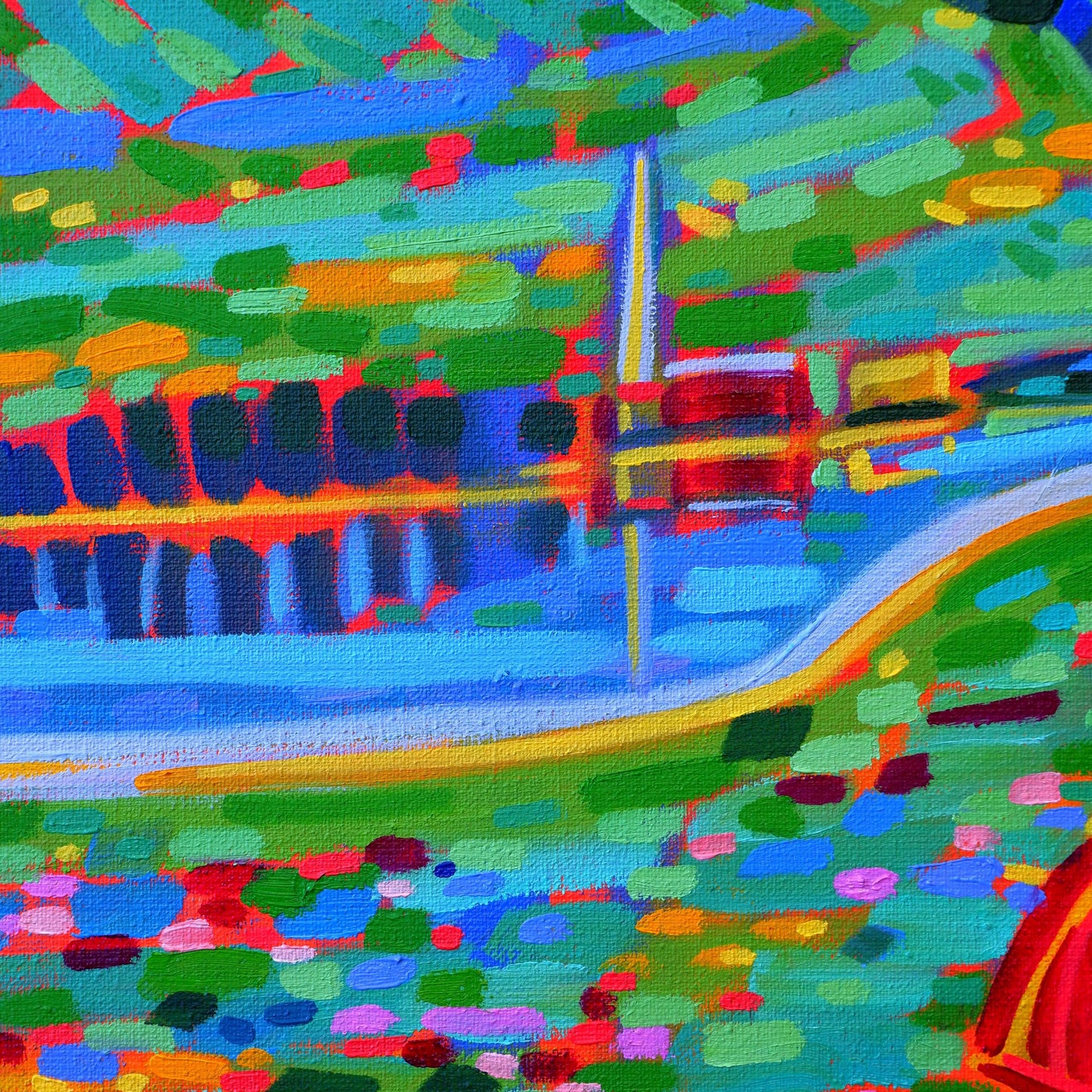 Abstract schilderij in levendige kleuren met de titel I Want to Break Free van Van Lanigh