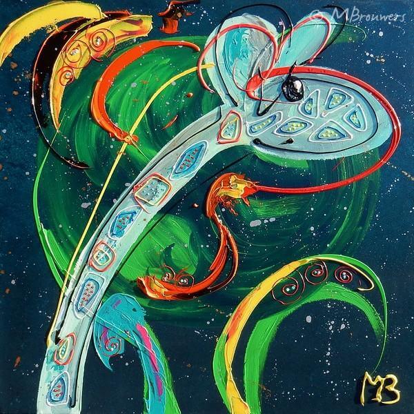 Abstract schilderij in levendige kleuren van Art by Marieke Brouwers origineel kunstwerk kopen