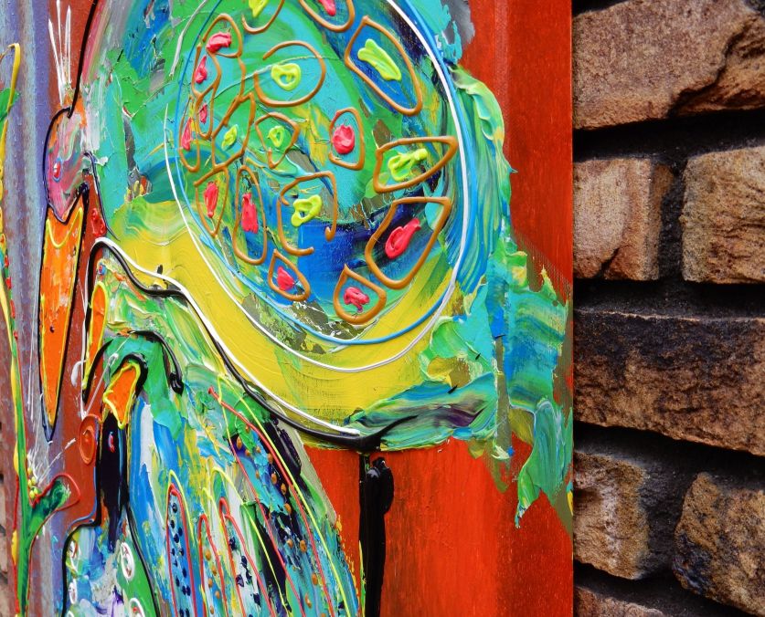 Origineel schilderij vogels met kleurrijke abstracte details door Art by Marieke Brouwers