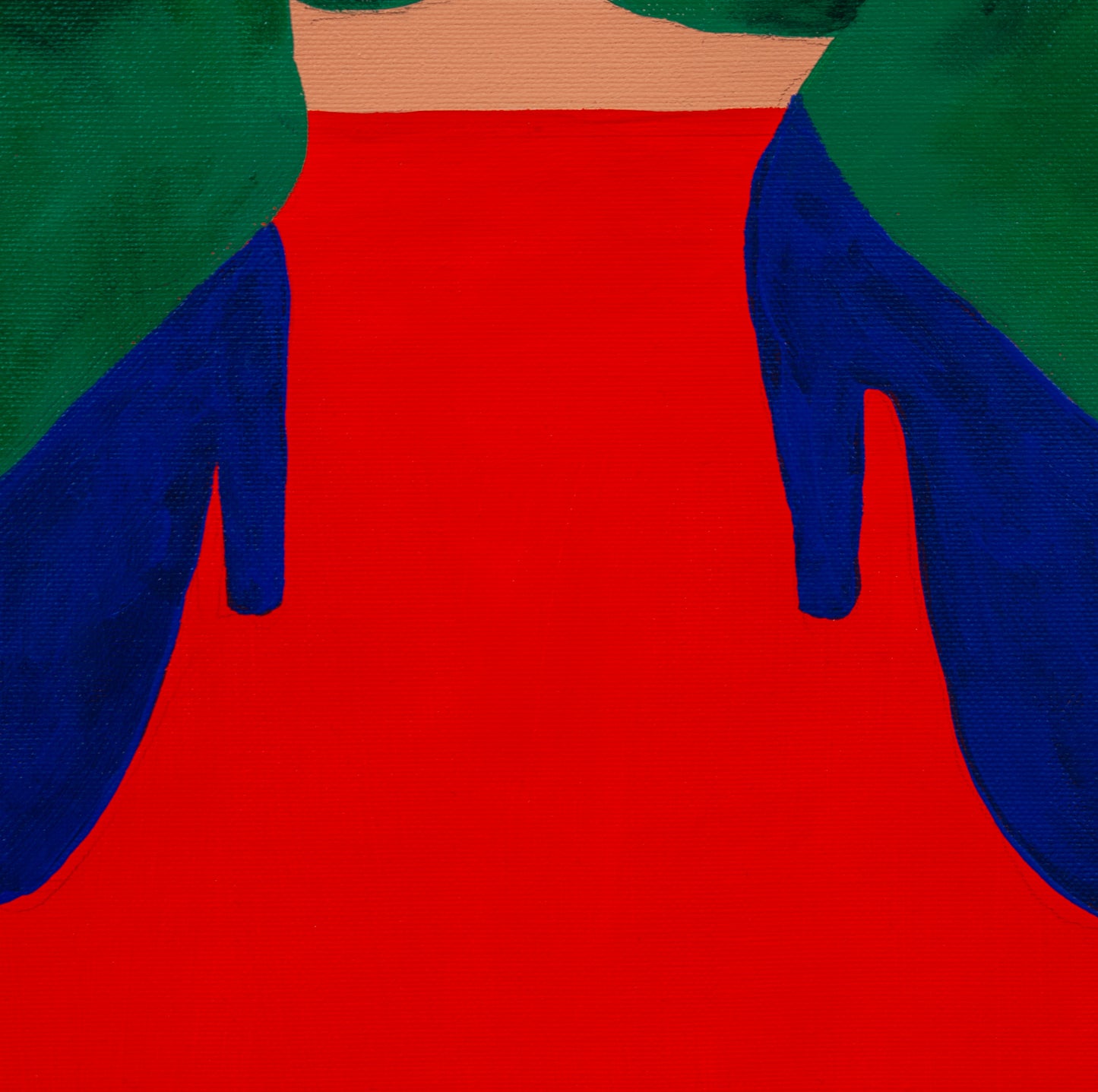Kleurrijk schilderij vrouwelijk portret met abstracte vormen en levendige kleuren