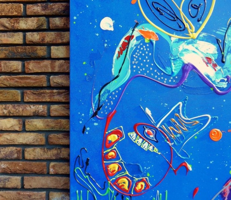 Abstract schilderij in blauwe tinten door Art by Marieke Brouwers uniek kunstwerk kopen