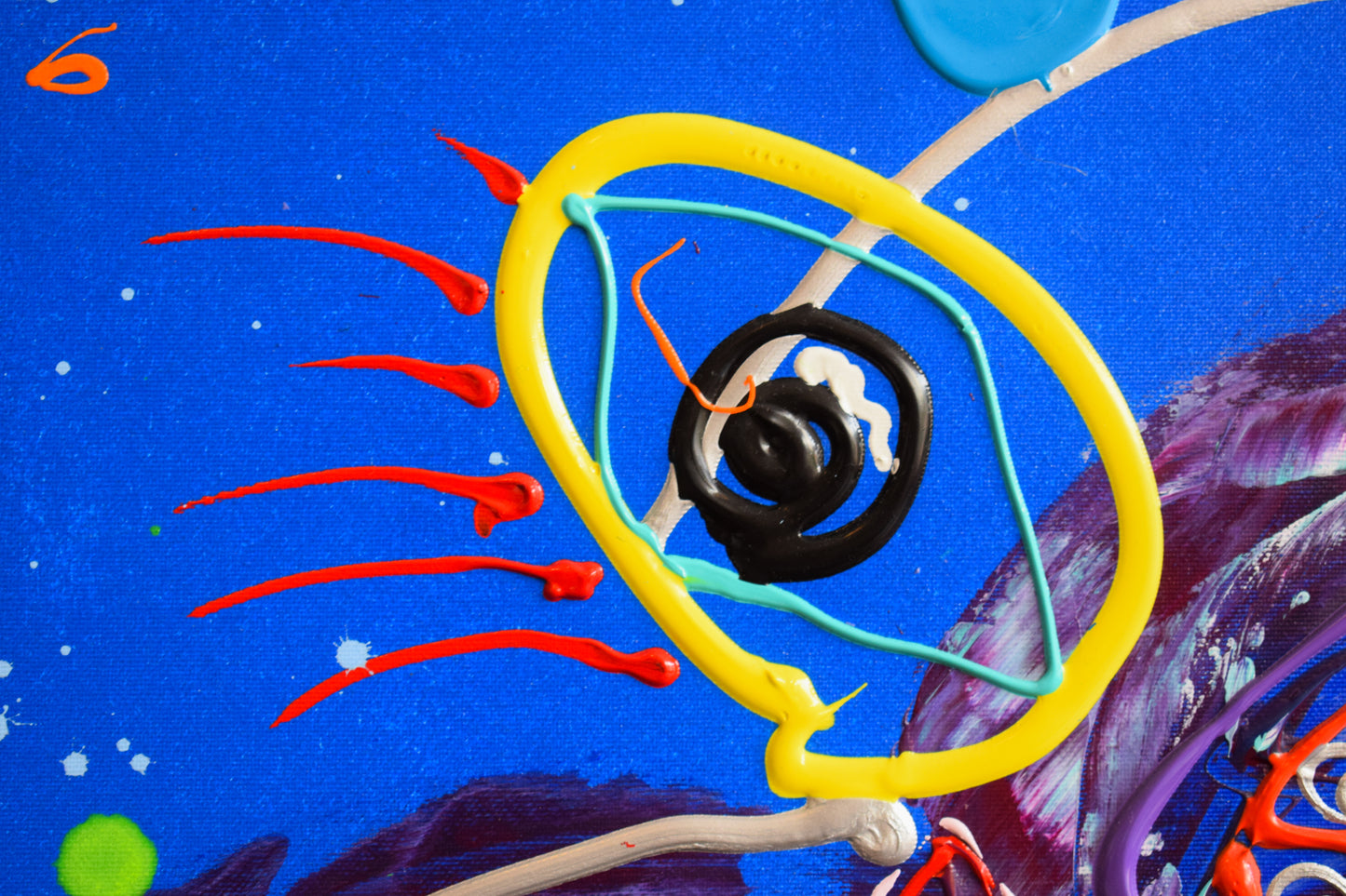 Kleurrijk schilderij van Marieke Brouwers met uniek kunstwerk kopen in speelse abstracte stijl