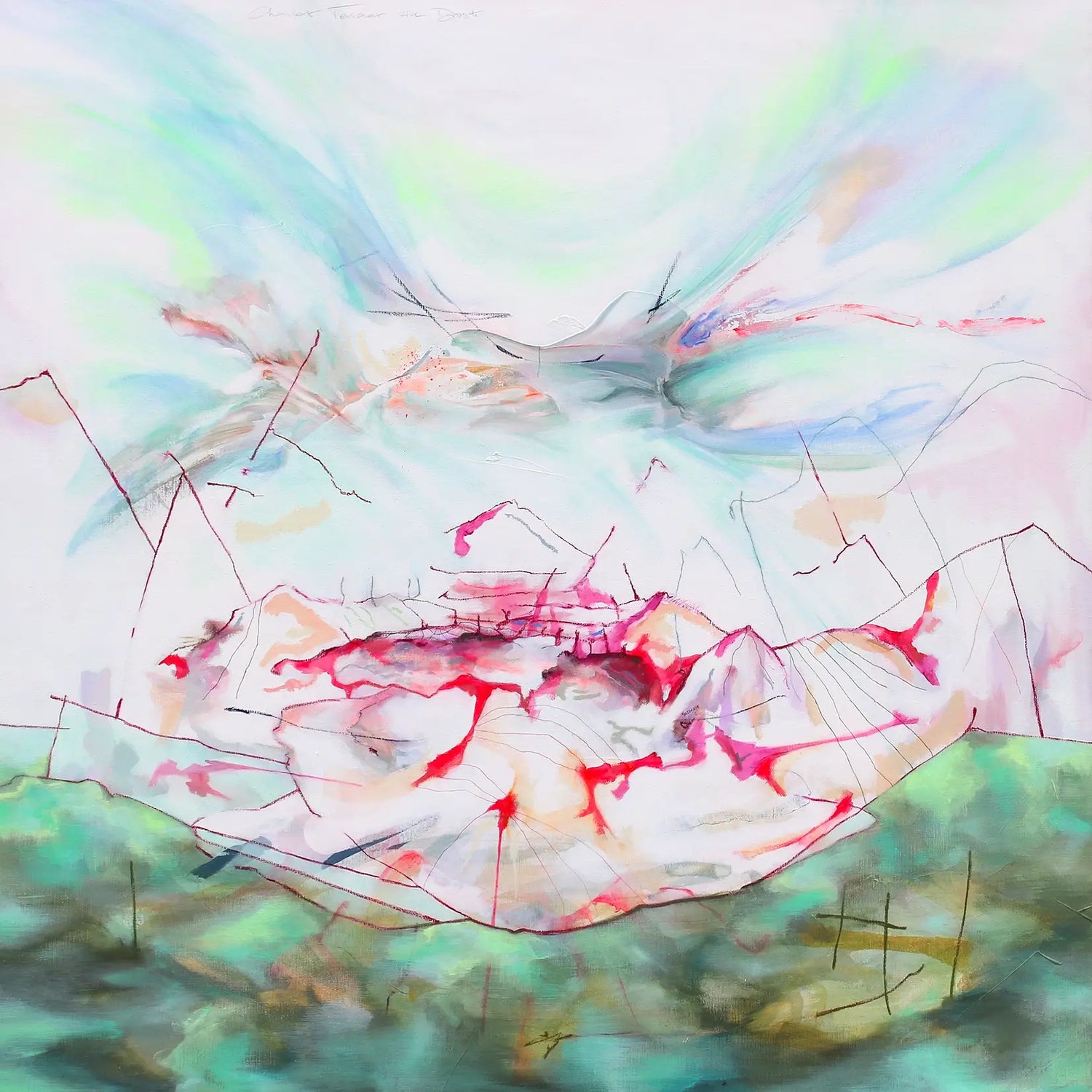 Kleurrijk abstract exclusief schilderij voor interieur van Charlot Terhaar sive Droste met levendige vormen