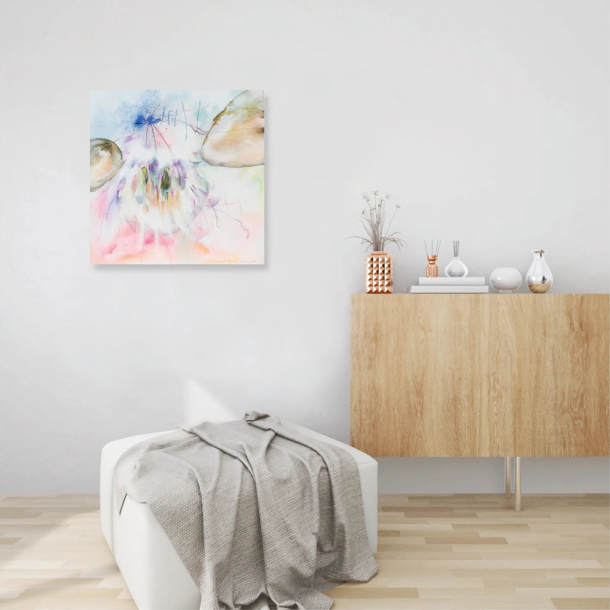 Kleurrijk abstract schilderij van Charlot Terhaar sive Droste voor moderne interieurinrichting