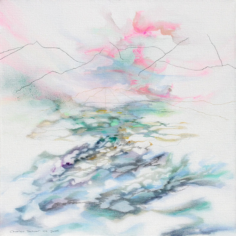 Abstract schilderij van Charlot Terhaar sive Droste, exclusieve kunst voor interieur met zachte kleuren