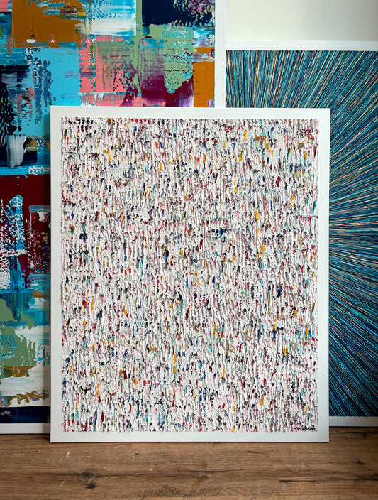 Langwerpig schilderij linnen op houten frame