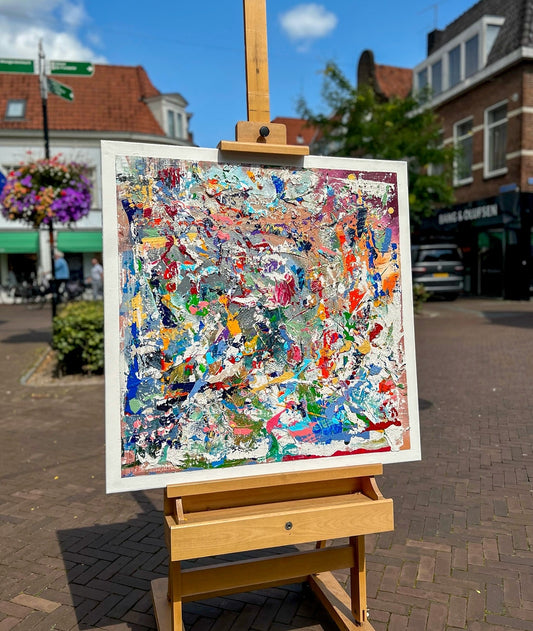 Schilderij van acrylverf en gips
