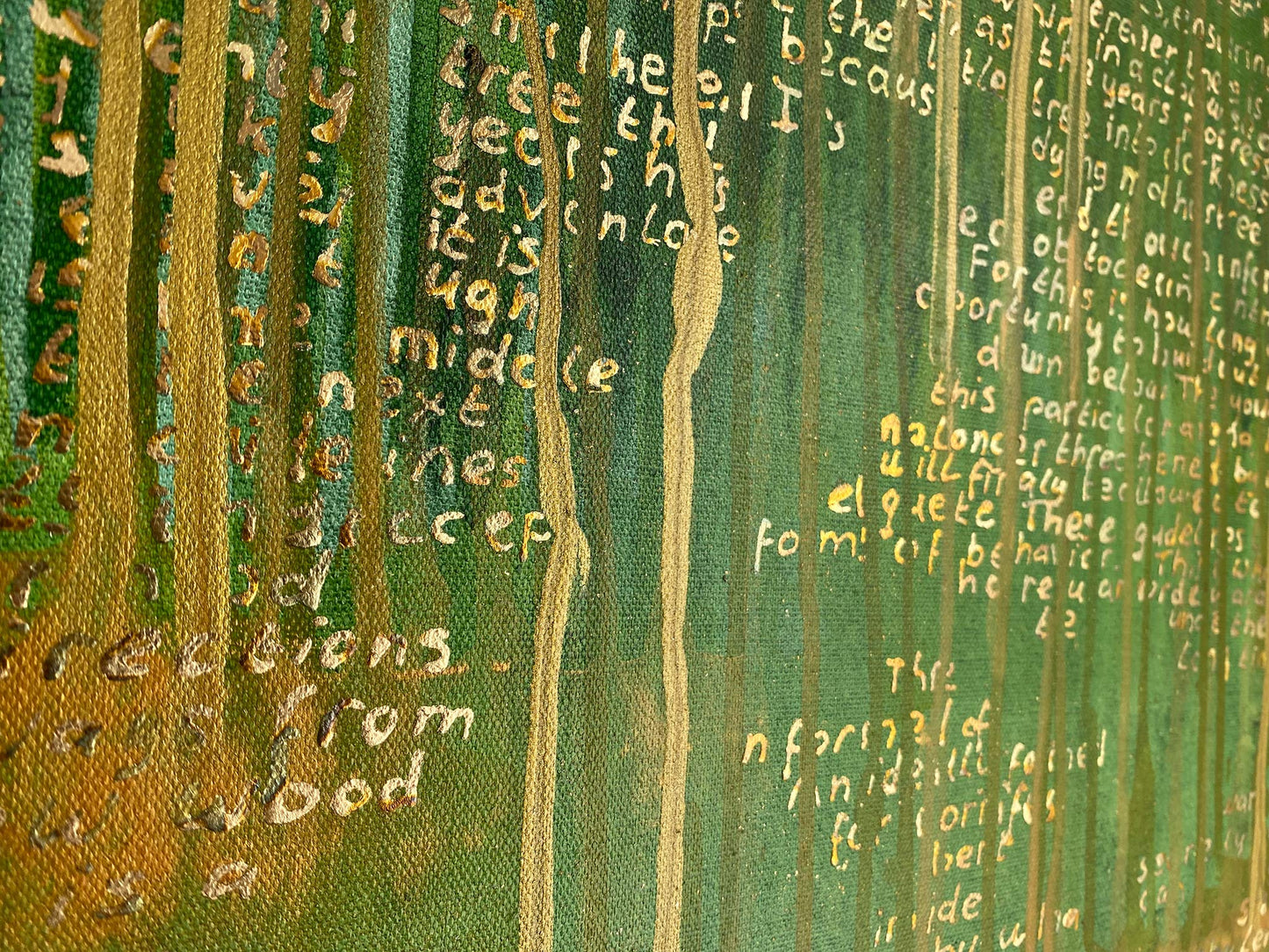 Abstract schilderij van Elise Eekhout met artistieke tekst en kleuren voor moderne huizen