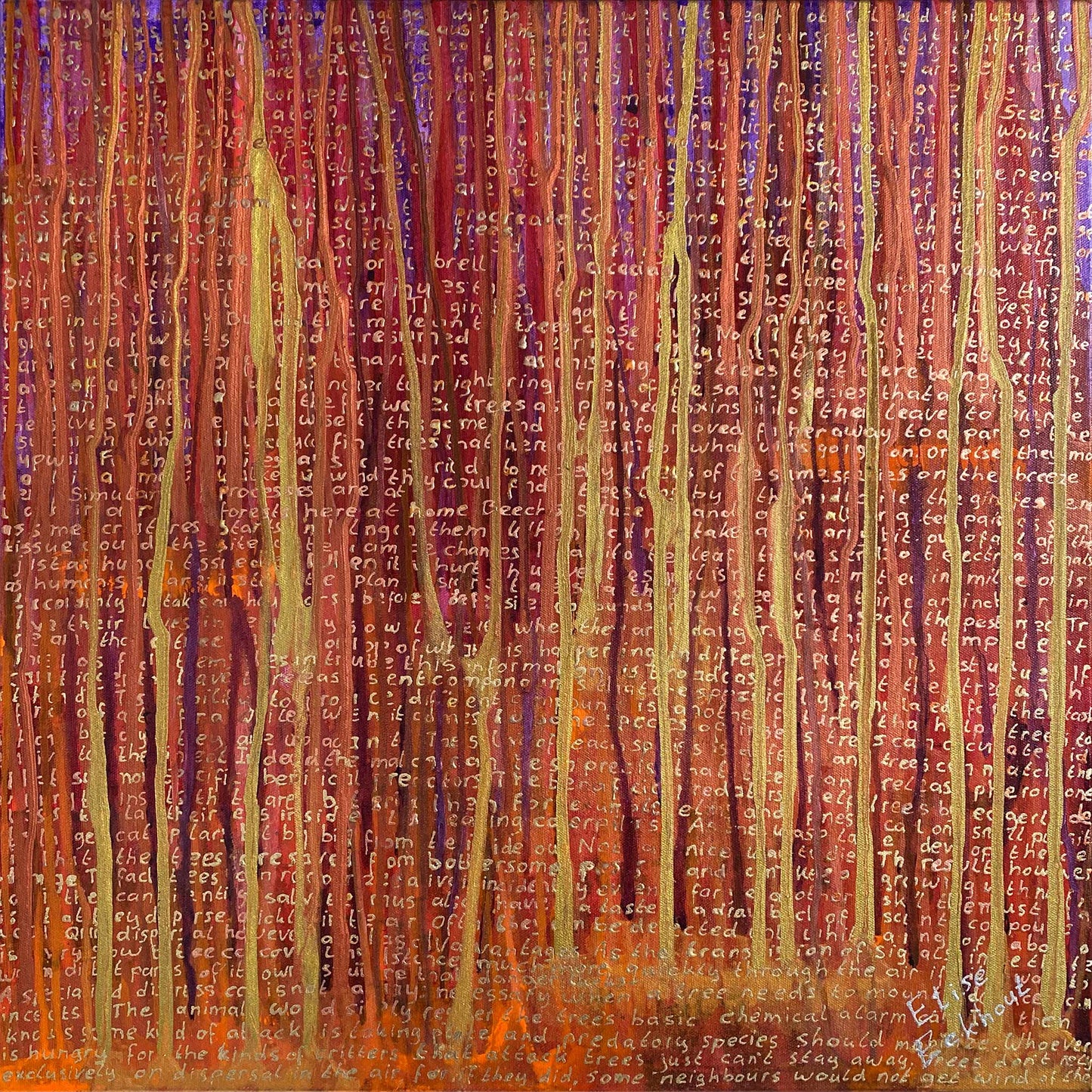 Abstract schilderij Hidden Life 01 van Elise Eekhout met kleurrijke patronen en uitdrukkingen
