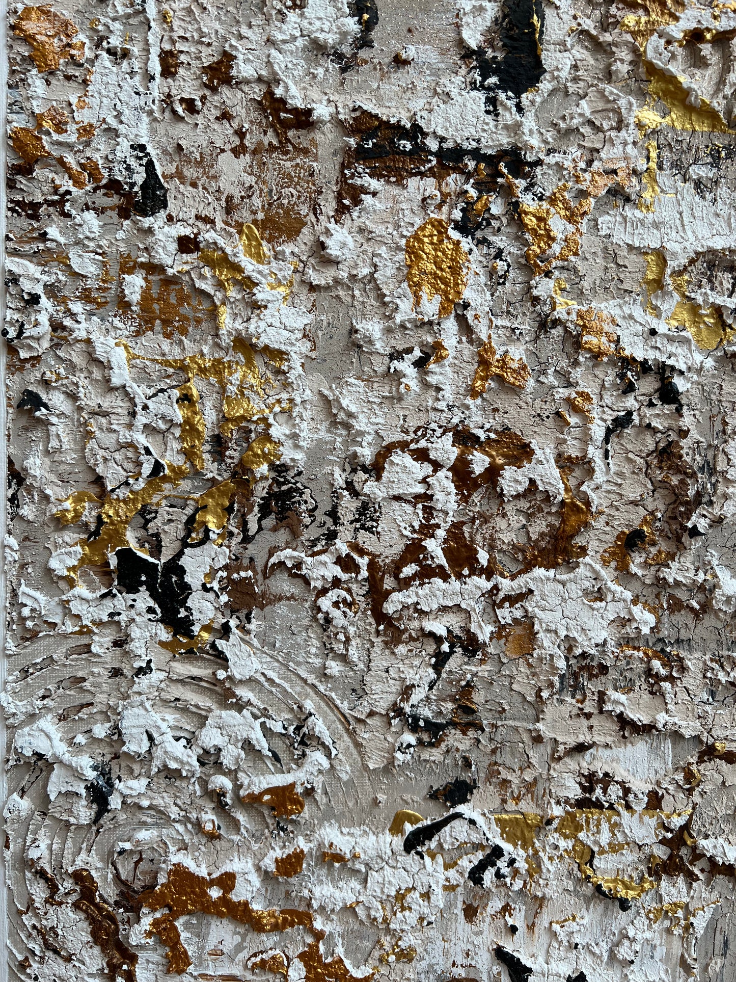 Abstract schilderij Indian summer met rijke textuur en warme tinten van Atelier58