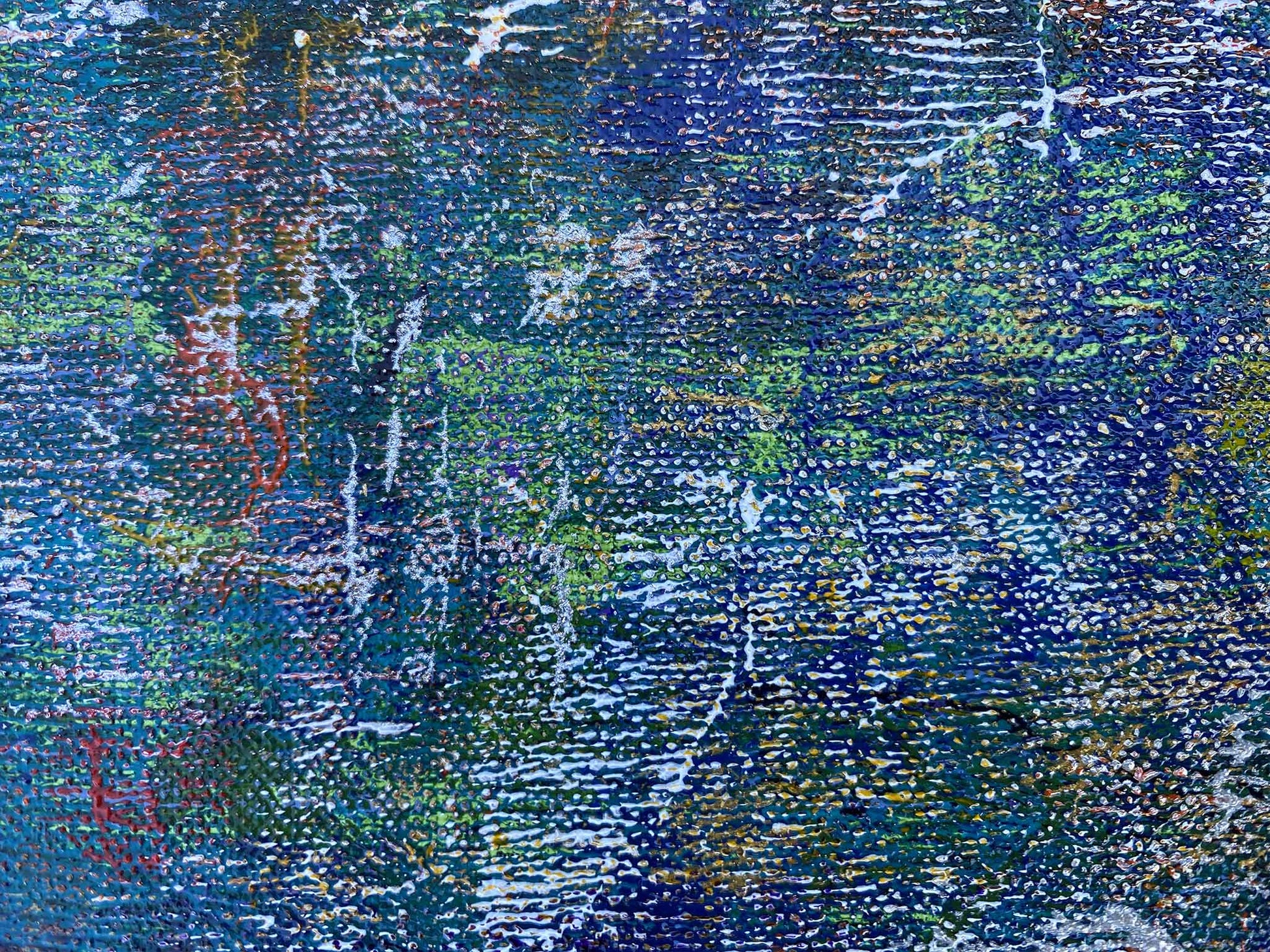 Abstract schilderij zonsondergang met levendige kleuren en unieke textuur voor moderne interieurdecoratie