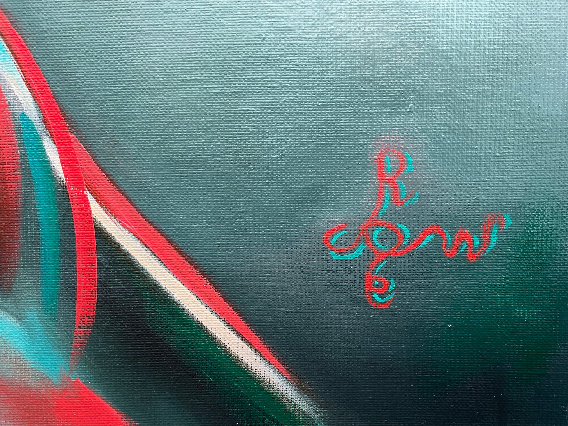 Schilderij van Corné Akkers in anaglyphical roundism-stijl met levendige kleuren