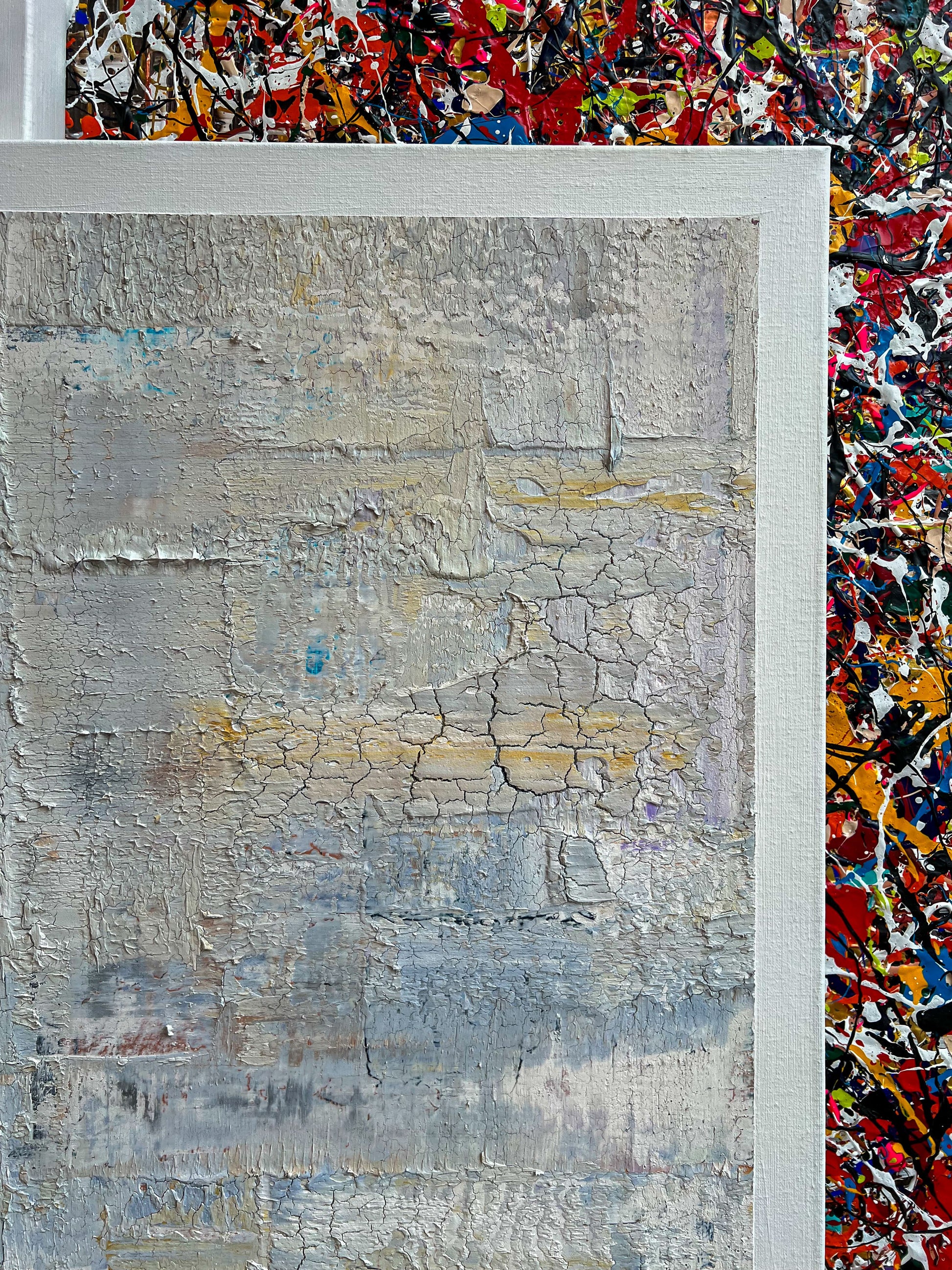 Blossom abstract kunstwerk schilderij met textuur en kleurrijke achtergrond van Atelier58