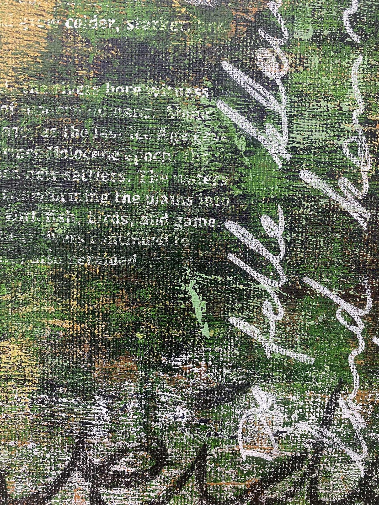 Kunstwerk Ontsnapte Land 09 van Elise Eekhout met abstracte texturen en groene tinten