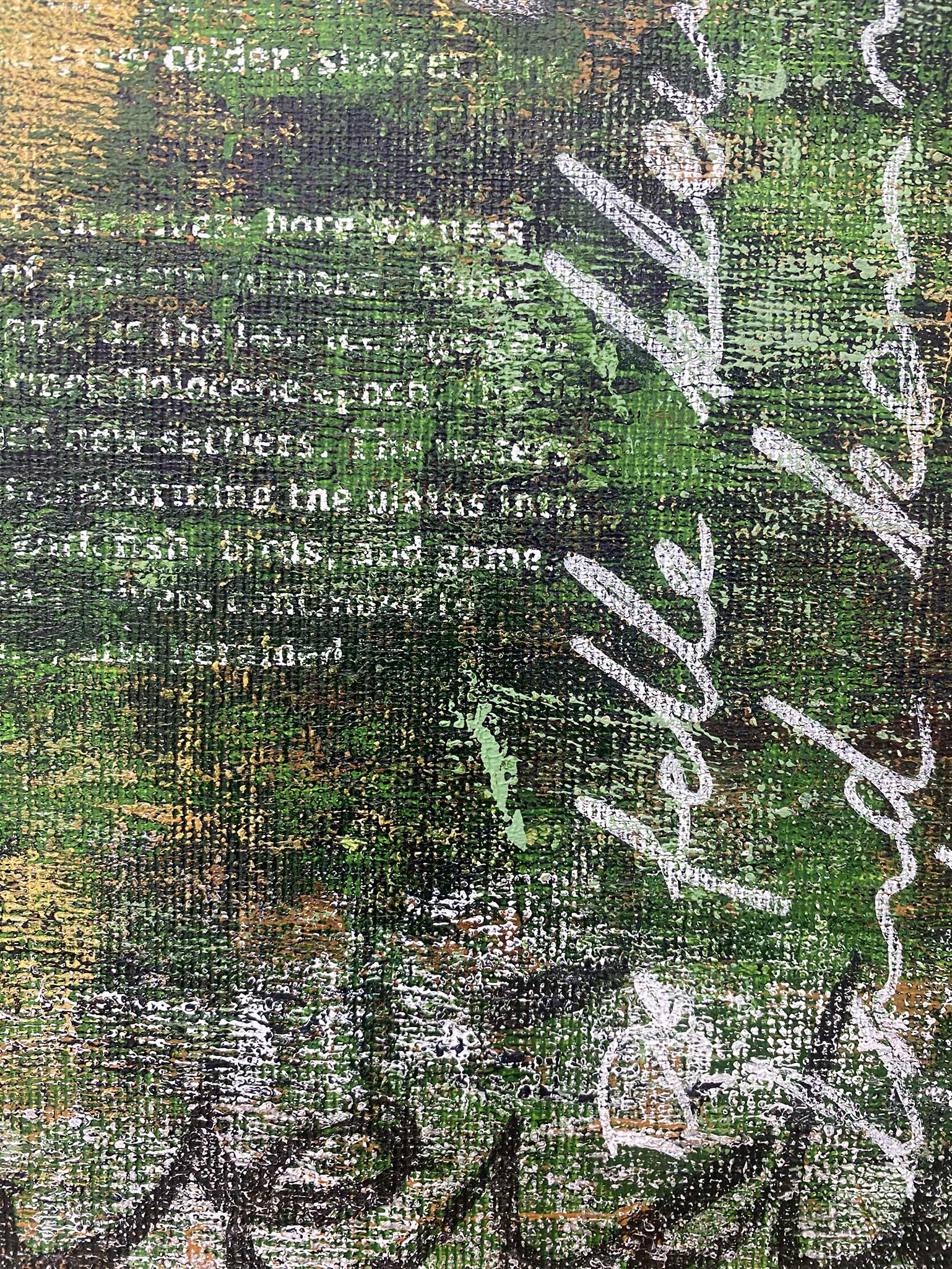 Kunstwerk Ontsnapte Land 09 van Elise Eekhout met abstracte texturen en groene tinten