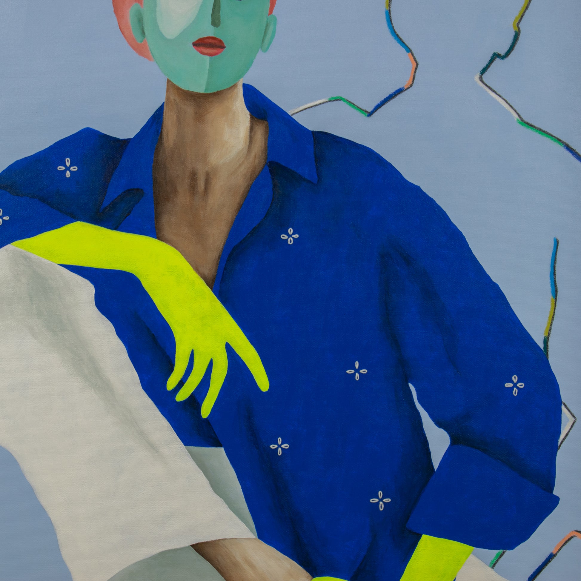 Kunstwerk Suvi van Loes Kamphuis met moderne stijl en levendige kleuren en vormen