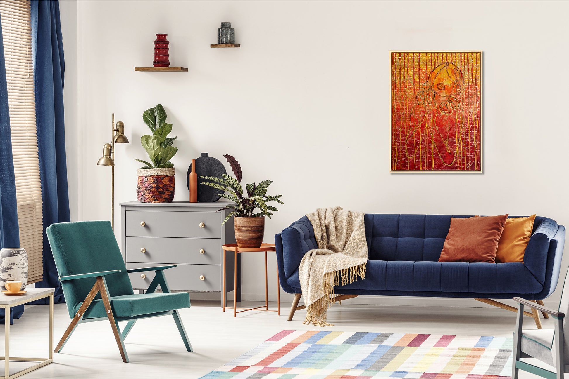 Modern schilderij Liza 03 van Elise Eekhout, perfect voor levendige interieurstyling