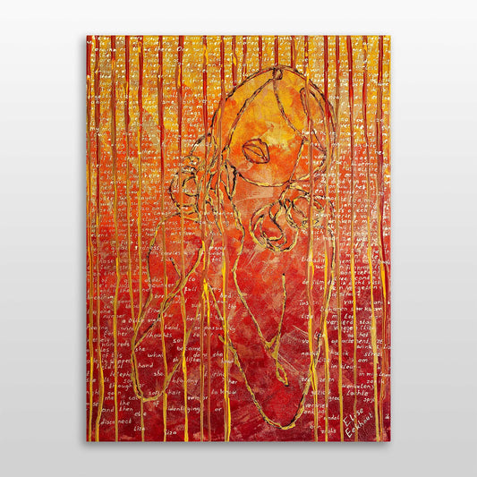 Modern schilderij Liza 03 van Elise Eekhout met warme kleuren en abstracte vormen