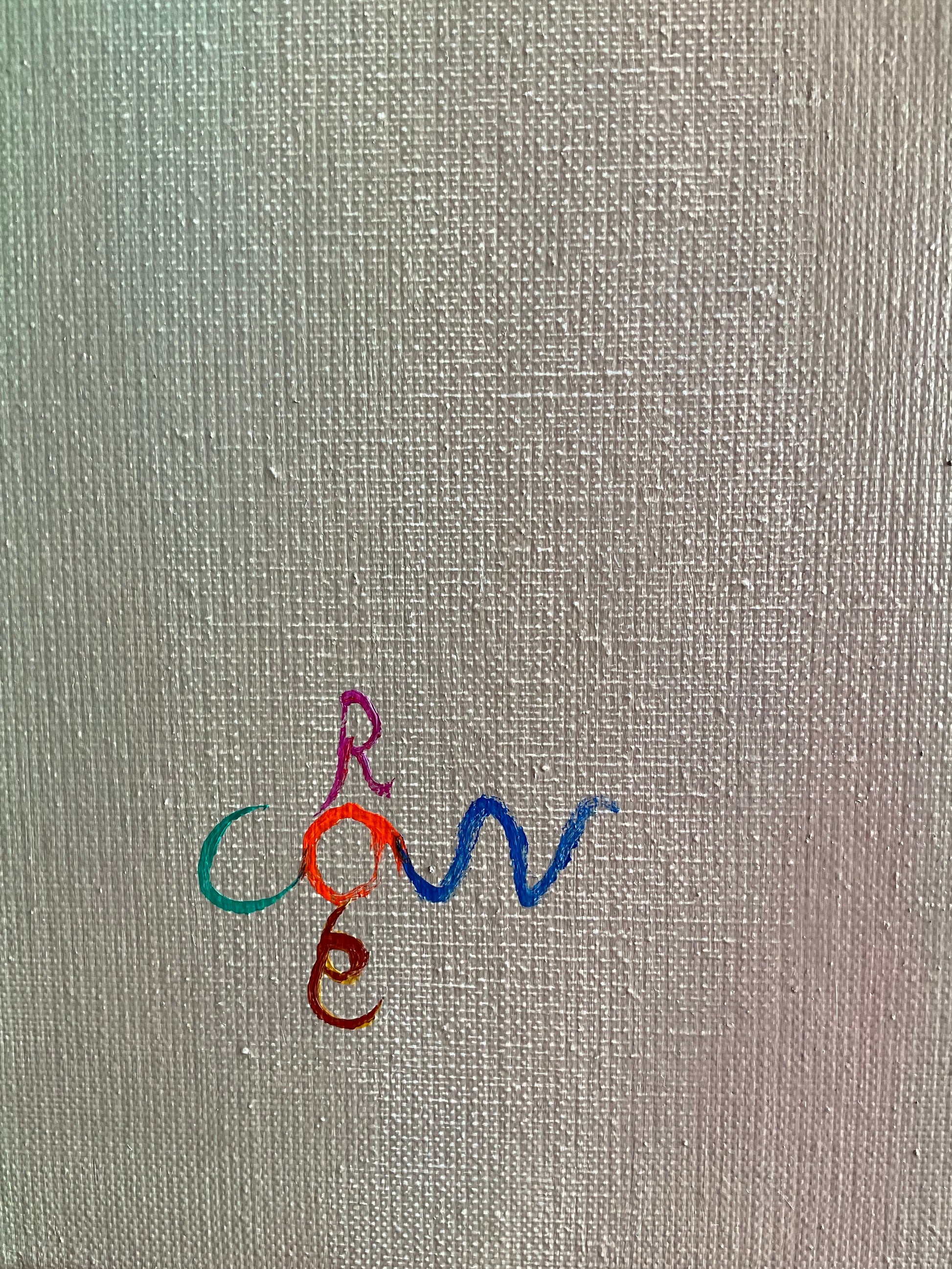 Detail van een neo deco schilderij van Corné Akkers met kleurrijke handtekening