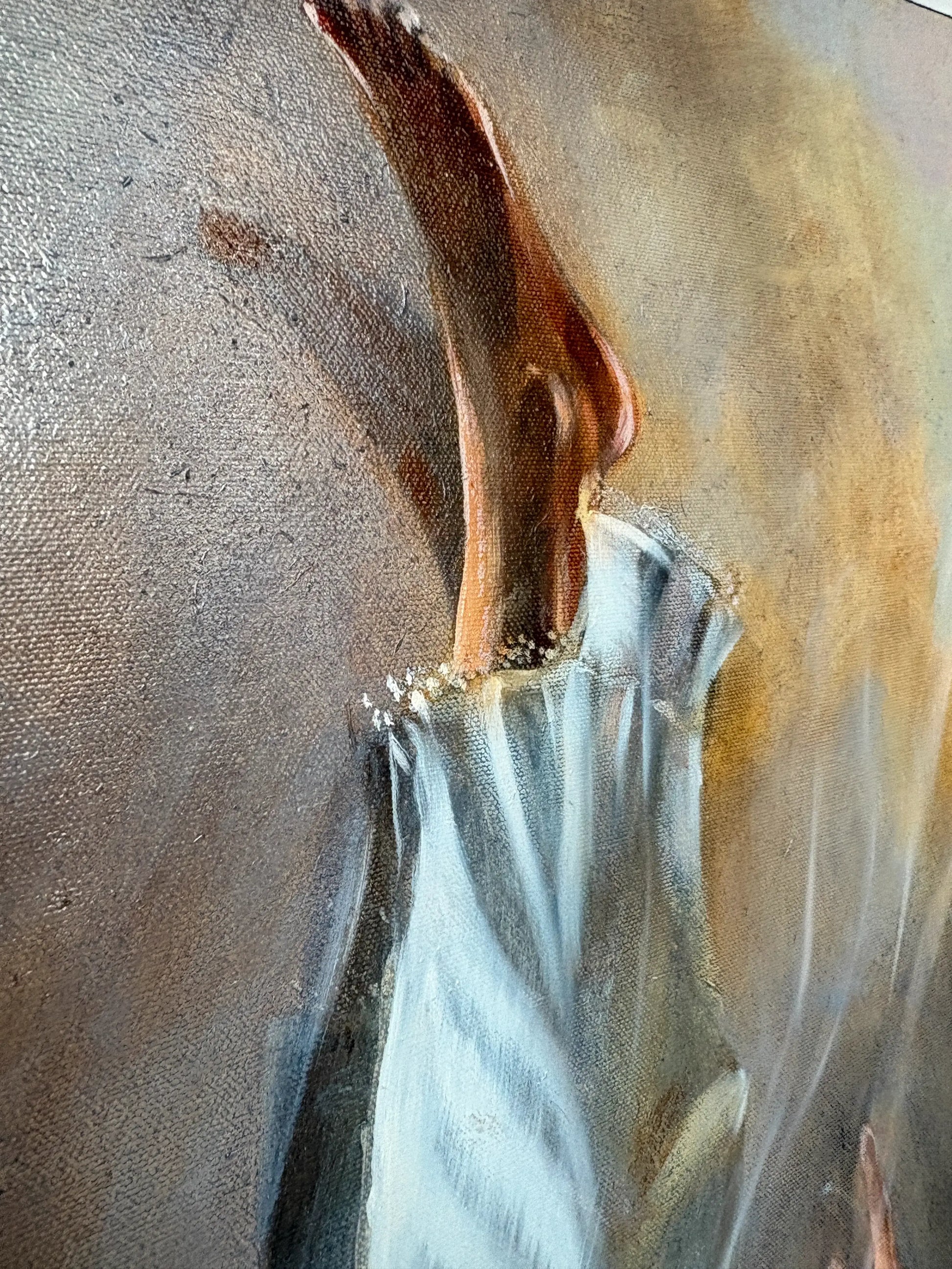 Dichtbijzicht van het originele kunstwerk Gravity IV door Anna Ulyashyna met gedetailleerde penseelstreken