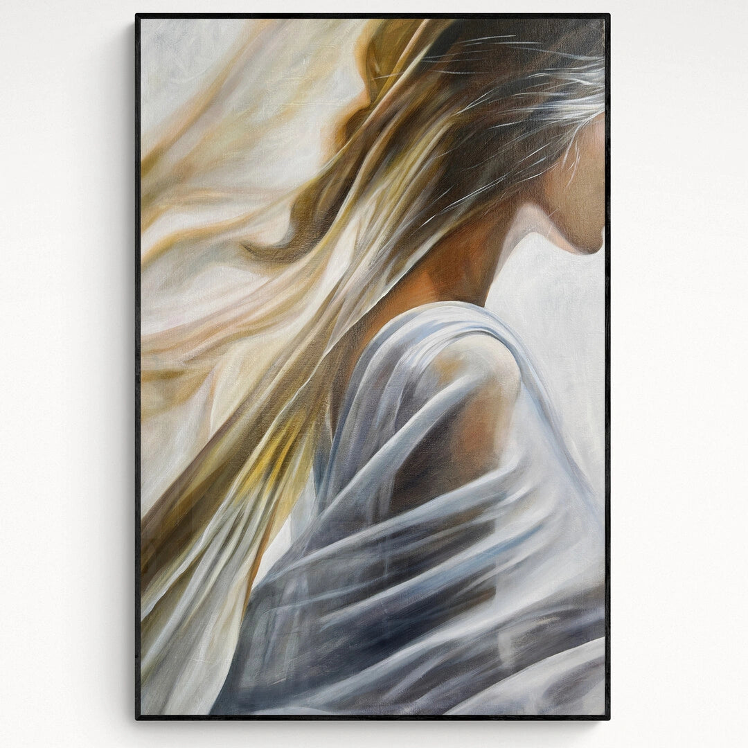 Origineel kunstwerk kopen van Anna Ulyashyna met elegante afbeelding van een vrouw in beweging