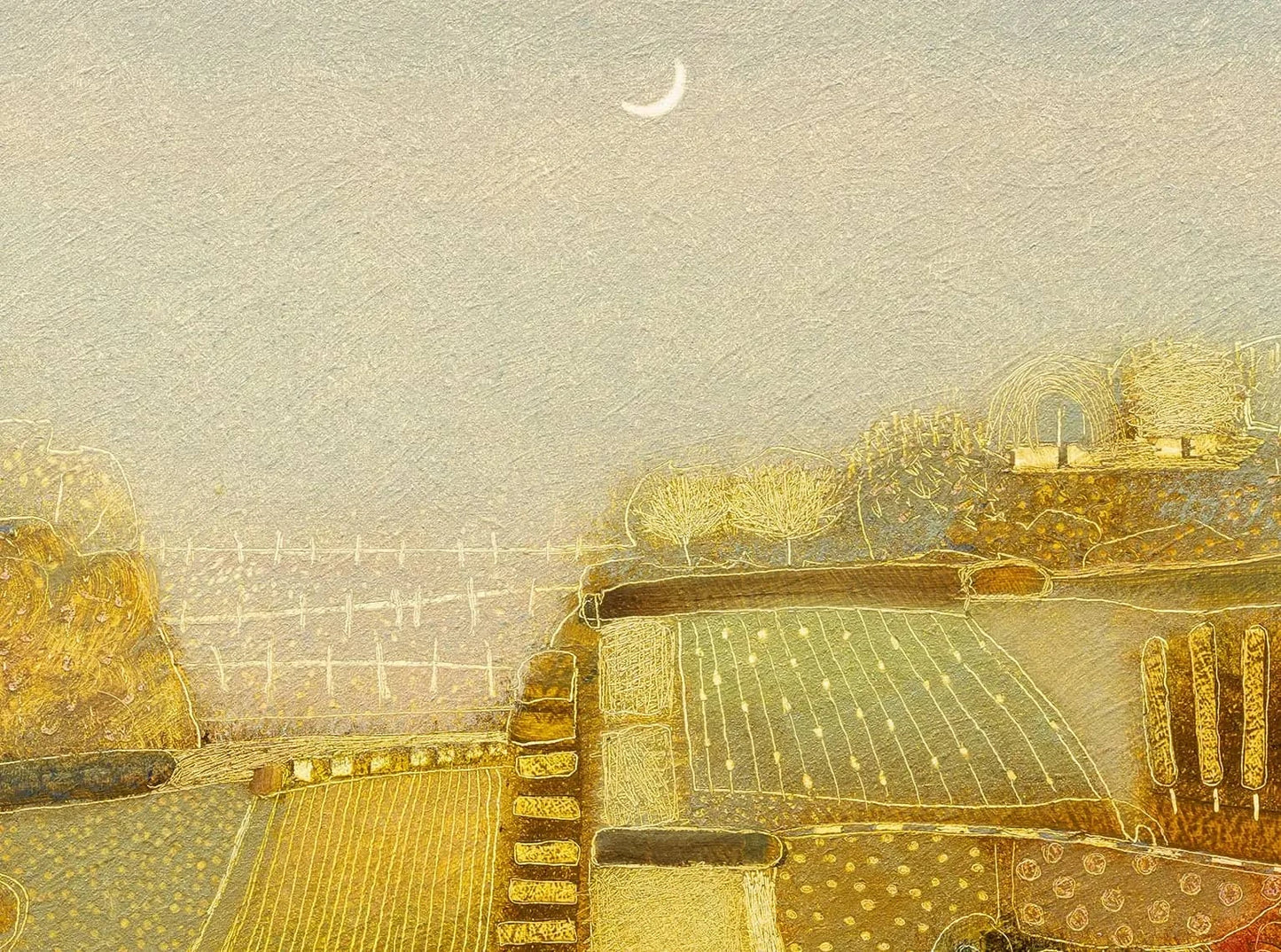 Origineel kunstwerk van Rob van Hoek met een serene landschapsscène en een zachte kleurpalet