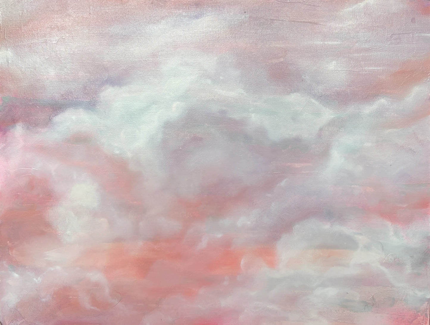 Origineel kunstwerk Sweet Surrender met zachte pastelkleuren en luchtige wolken
