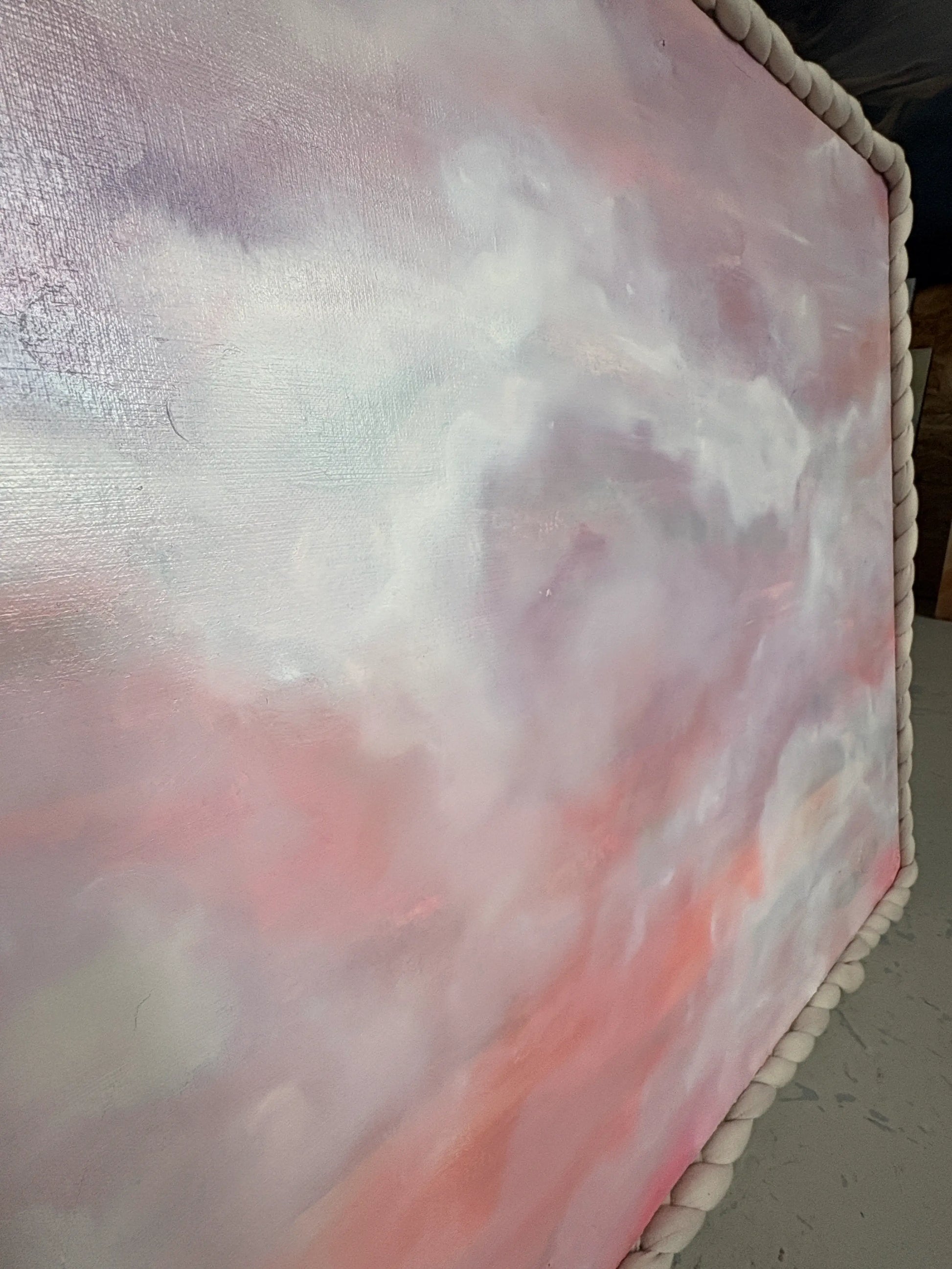 Origineel kunstwerk Sweet Surrender met zachte roze en paarse luchtachtige tinten