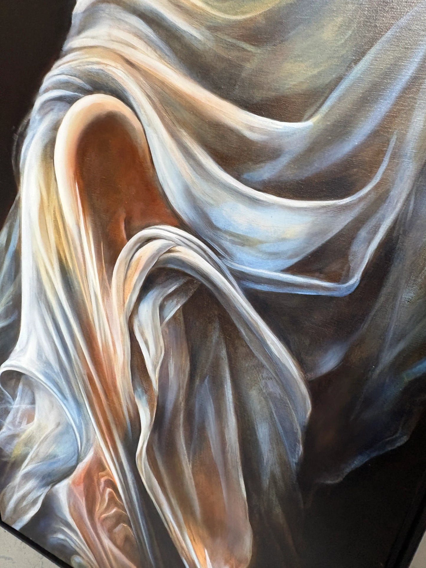 Origineel kunstwerk W.H.I.T.E.III van Anna Ulyashyna met abstracte texturen en zachte kleuren