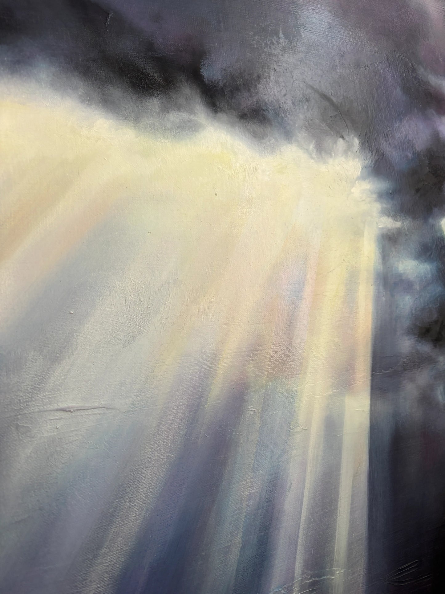 Origineel schilderij Dark & Stormy met dramatische kleuren en abstracte lichtinval