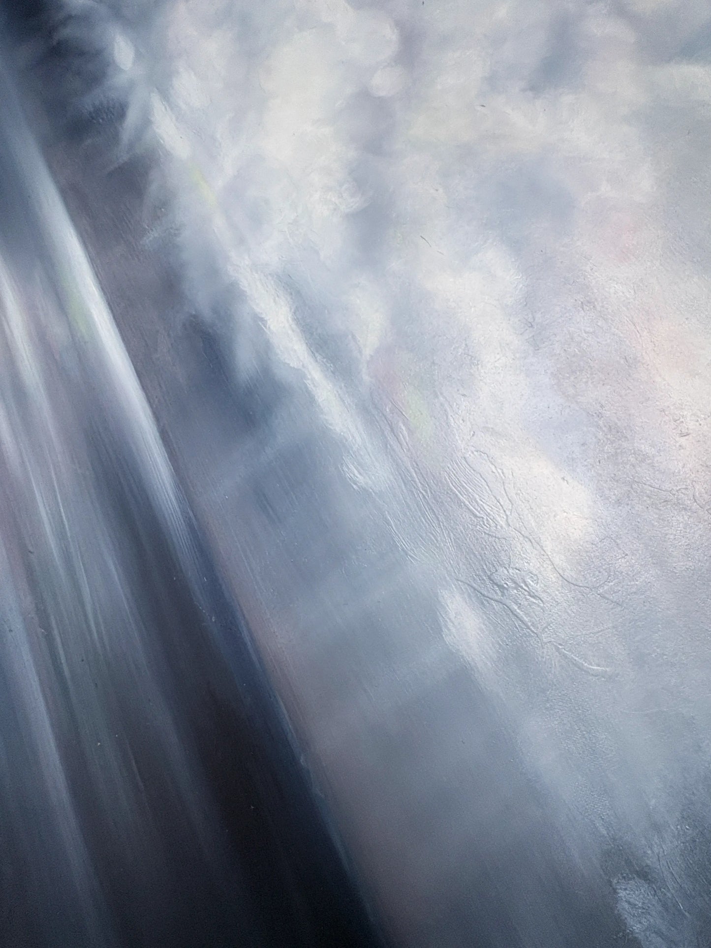 Origineel schilderij Frosted Azure met zachte, etherische kleuren en abstracte texturen