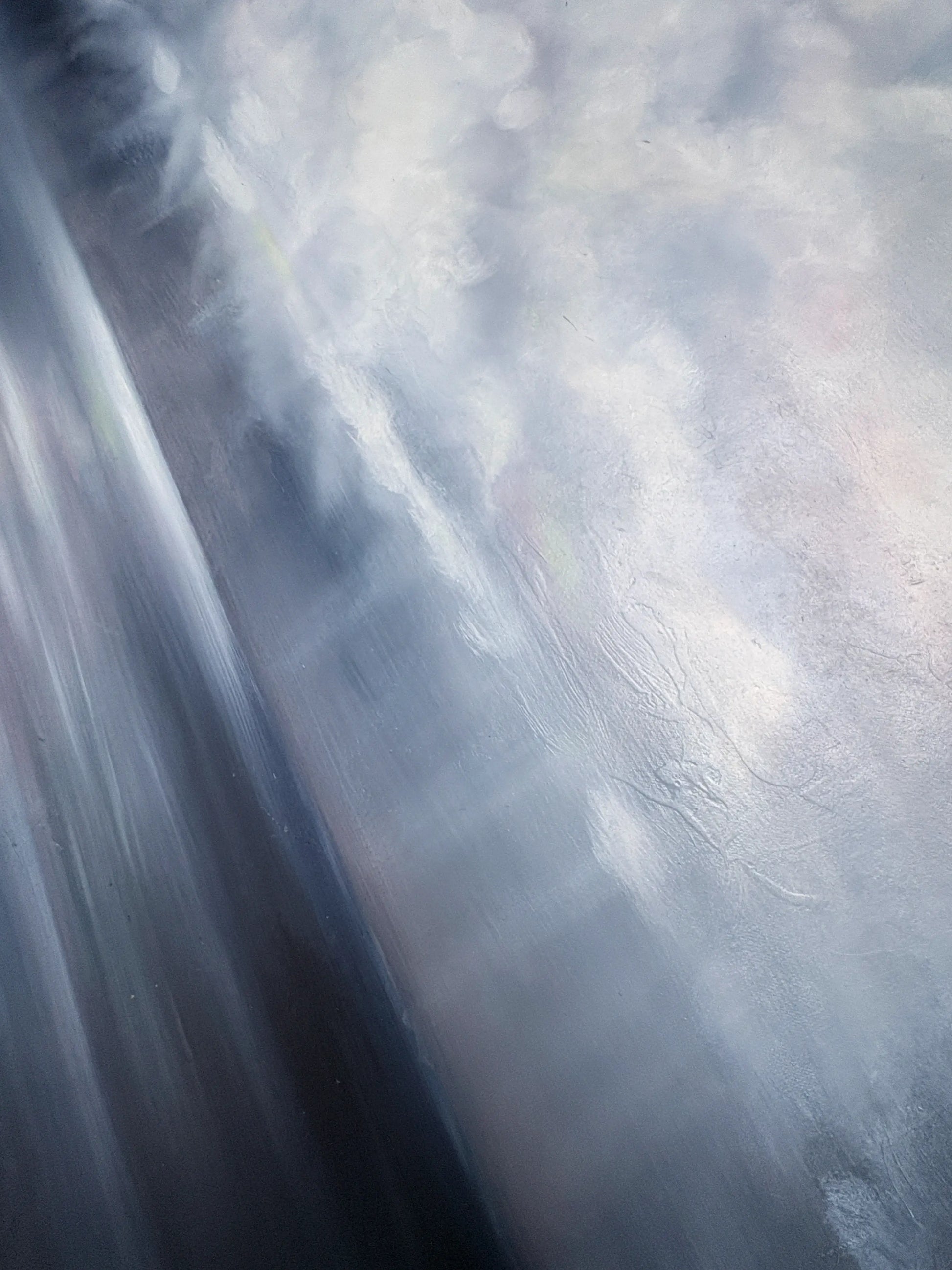 Origineel schilderij Frosted Azure met zachte, etherische kleuren en abstracte texturen