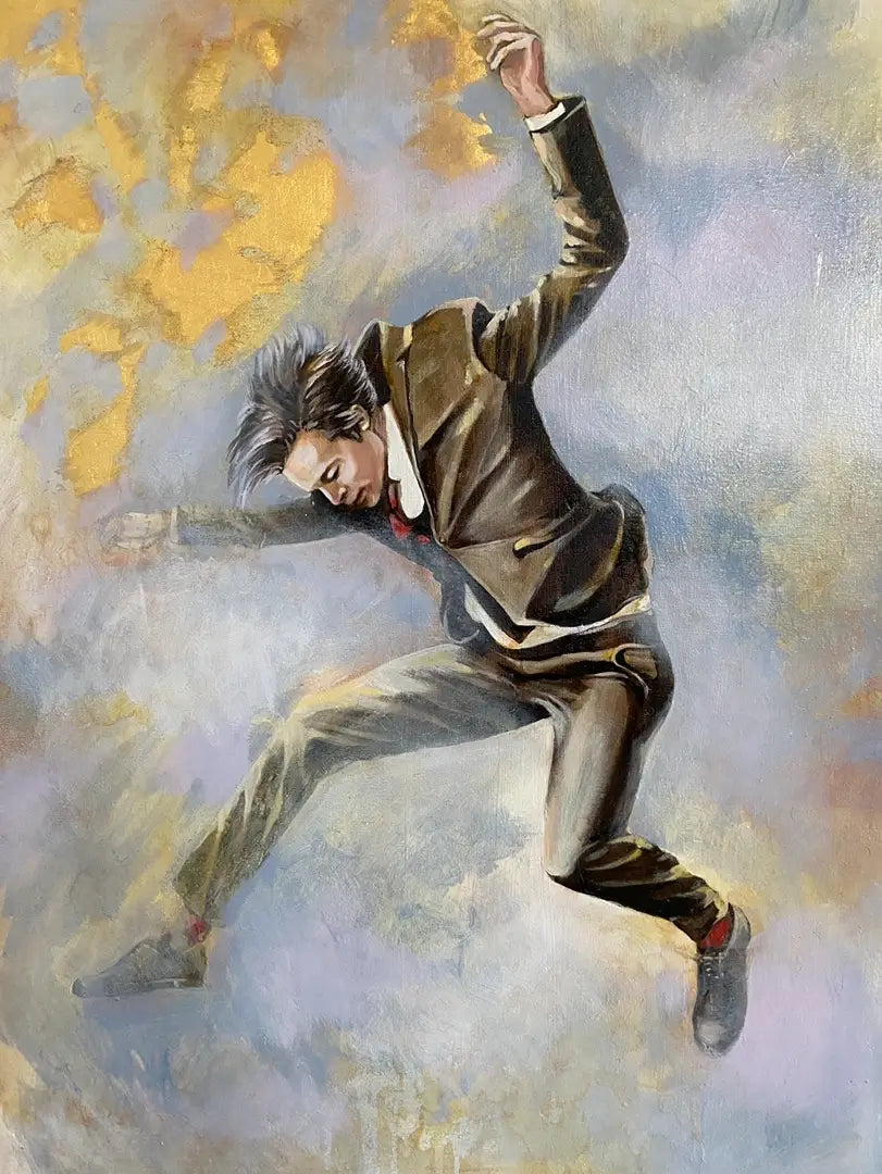 Origineel schilderij Gravity VI van Anna Ulyashyna met dansende man in moderne stijl