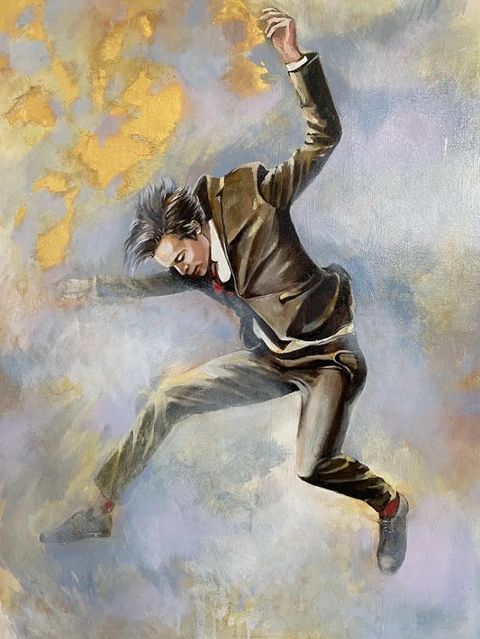 Origineel schilderij Gravity VI van Anna Ulyashyna met dansende man in moderne stijl