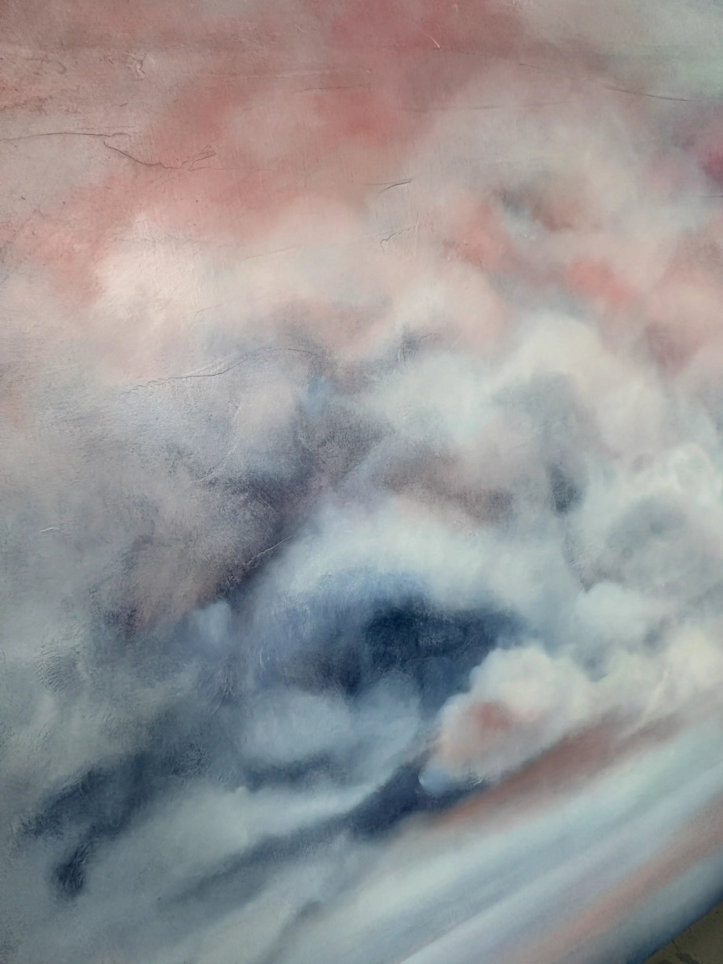 Origineel schilderij kopen met abstracte wolken in zachte pastelkleuren door Anna Ulyashyna