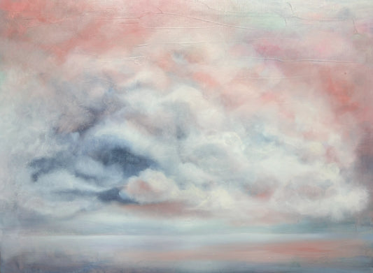 Origineel schilderij kopen van Anna Ulyashyna met abstracte wolken in zachte kleuren