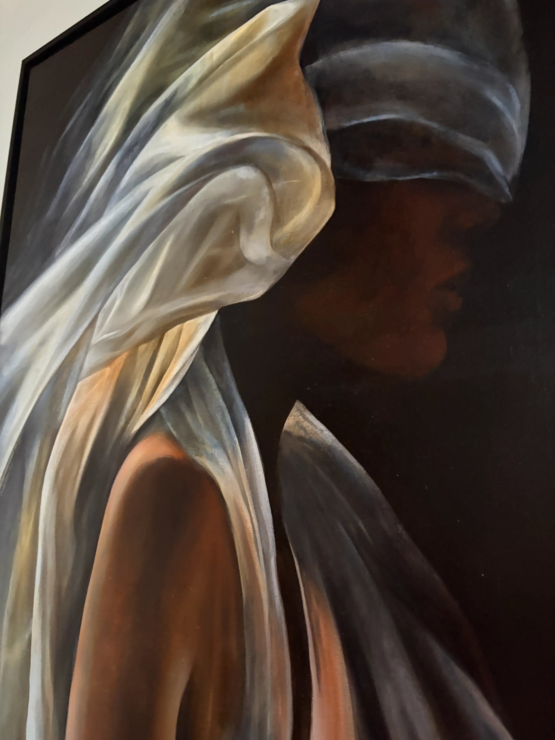 Origineel schilderij kopen van Anna Ulyashyna met een vrouwelijk profiel en zachte lijnen