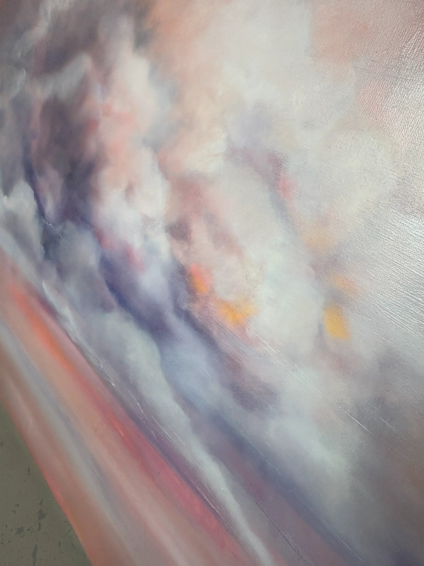 Origineel schilderij Serene Thunder met rustgevende wolken en zachte kleuren voor moderne kunstliefhebbers