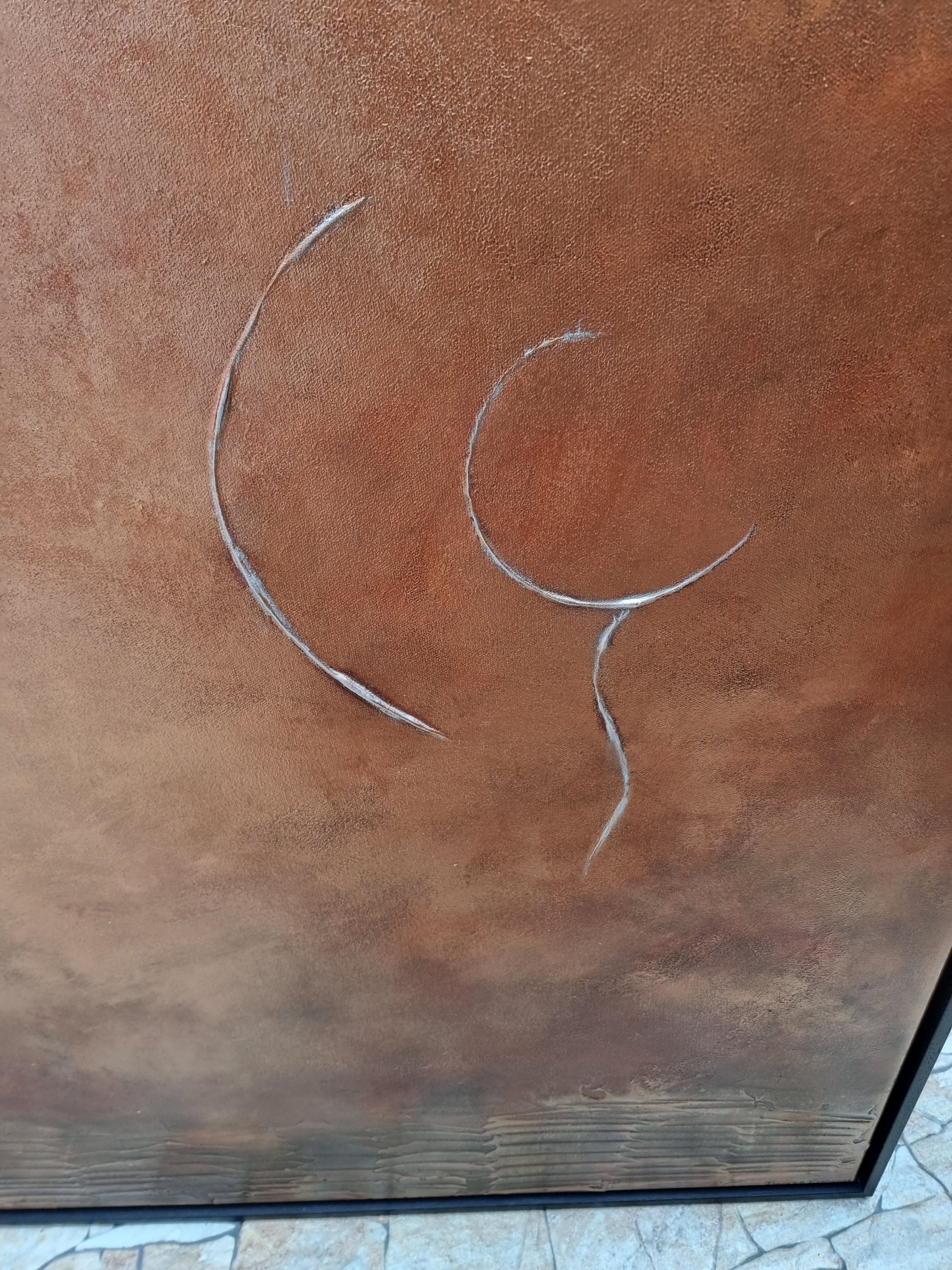 Orlando Bronze schilderij van Frances Eckhardt met abstracte bronzen textuur en krassen