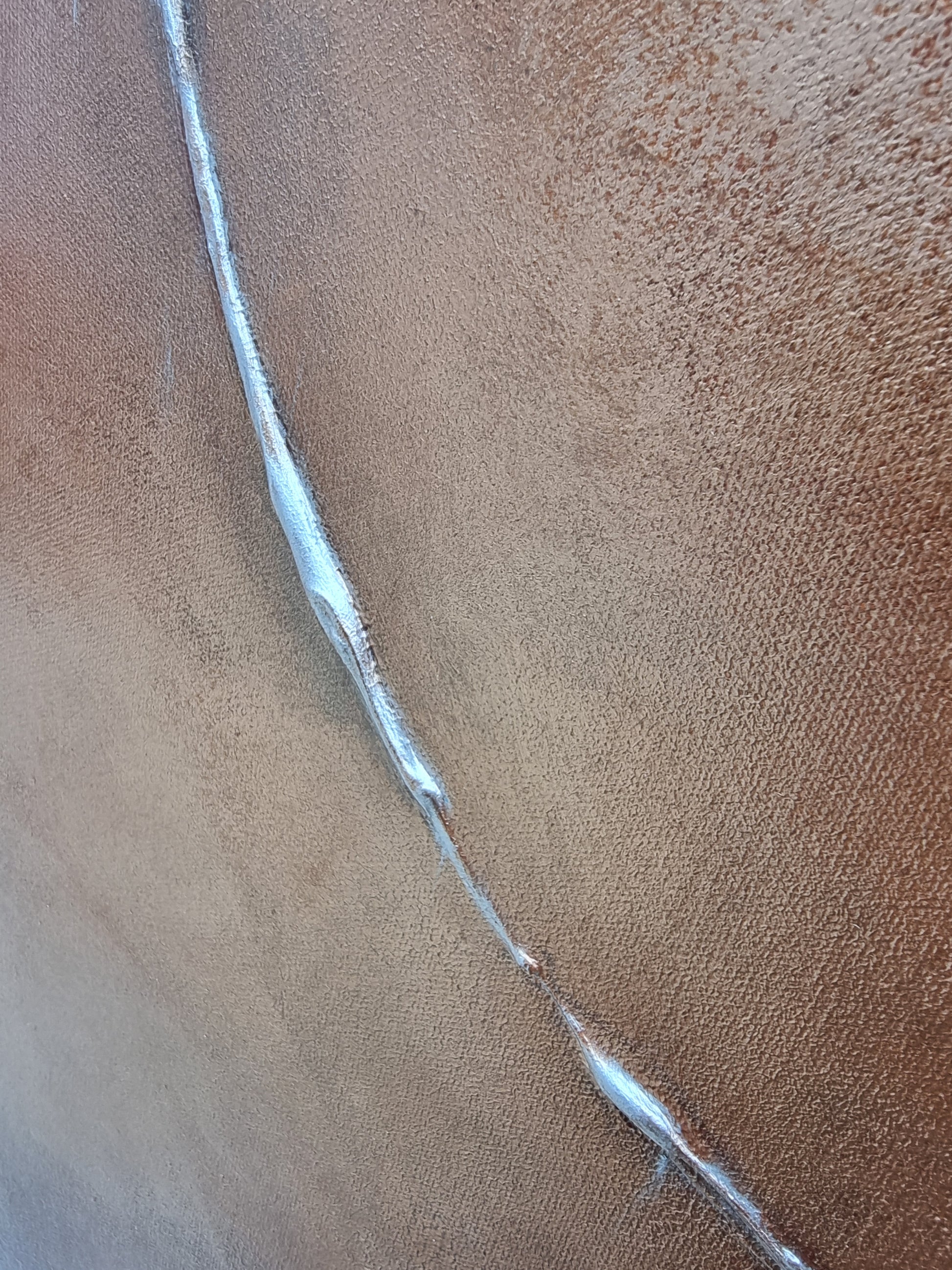 Close-up van Orlando Bronze schilderij met bronzen en zilverkleurige textuurdetails door Frances Eckhardt