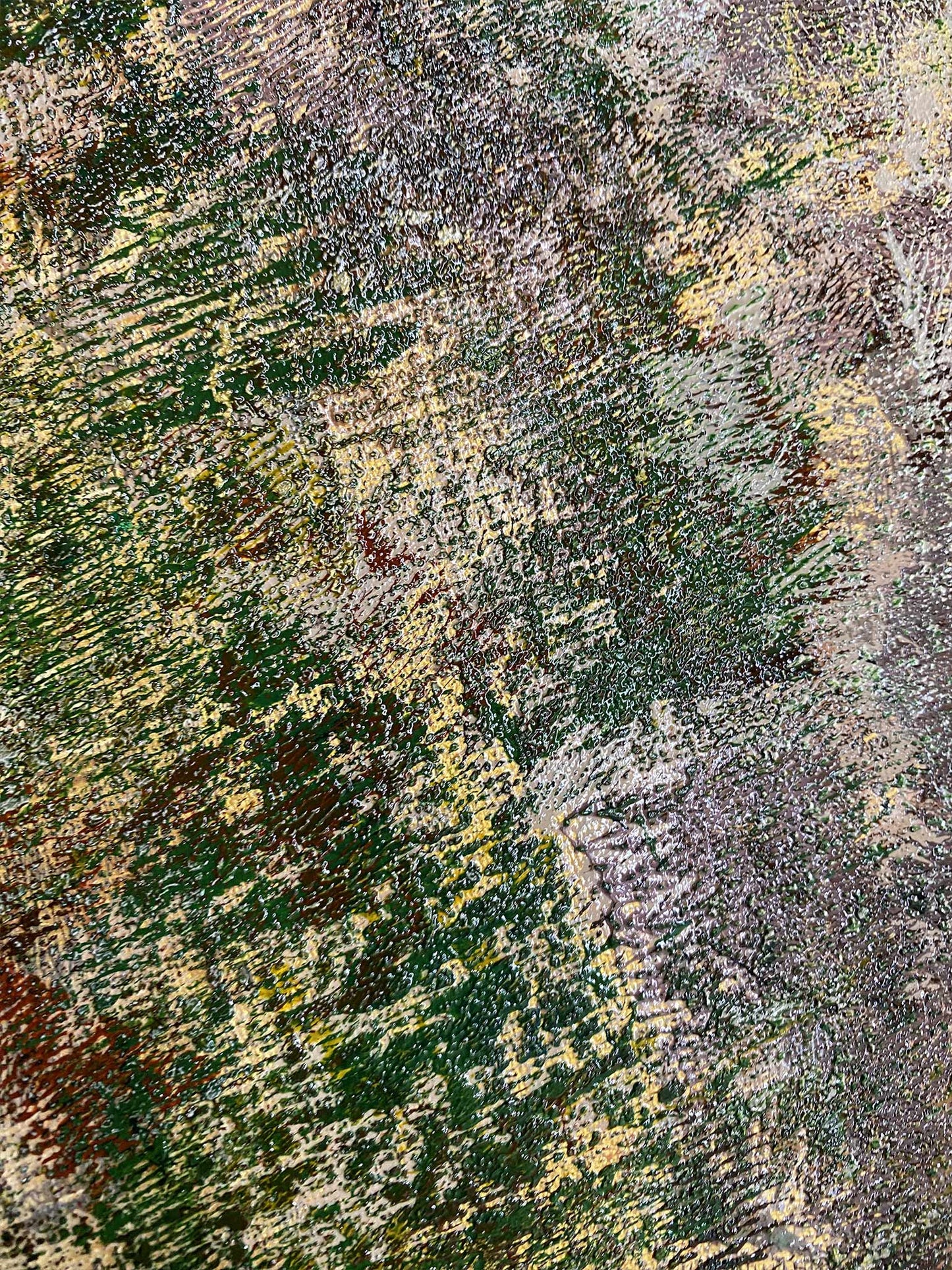 Abstract schilderij van Elise Eekhout met levendige kleuren en textuureffecten