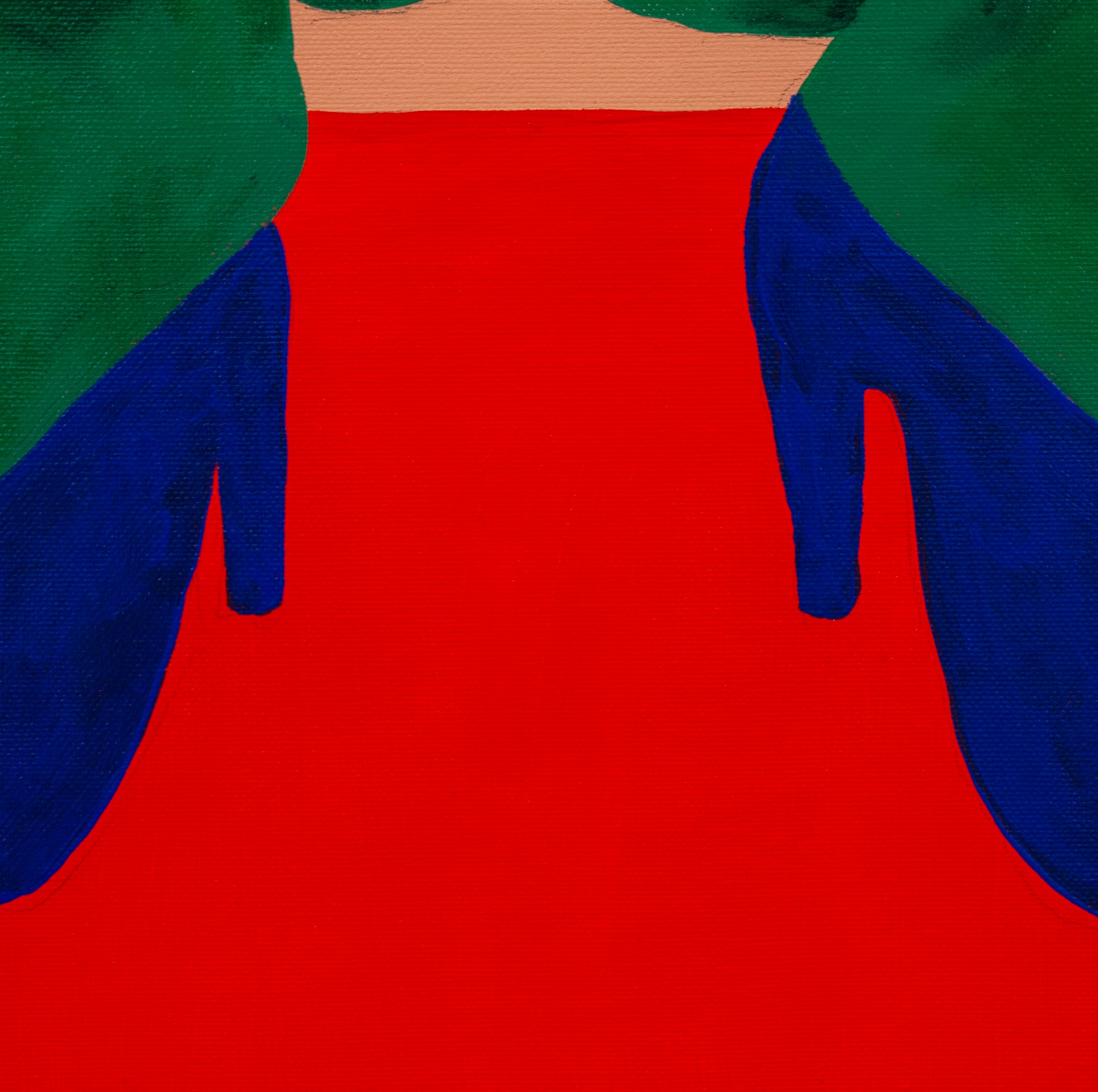 Kleurrijk schilderij vrouwelijk portret met abstracte vormen en levendige kleuren